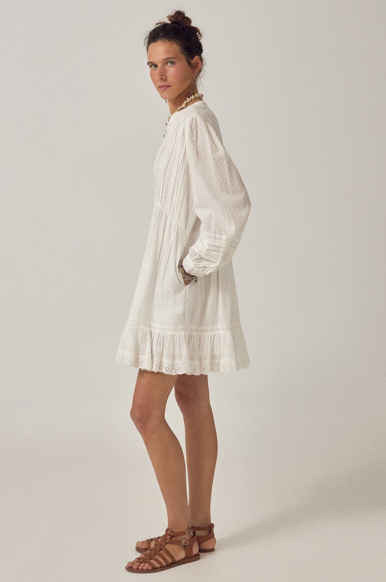 francesca cotton dress Francesca Linen Dress | Ruffle Collar, Pockets