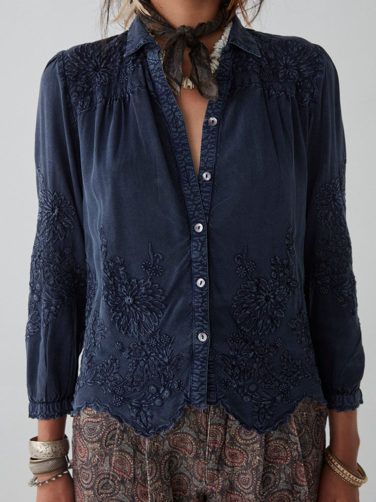 Ariana Blouse - Indigo Blue - Maison Hotel