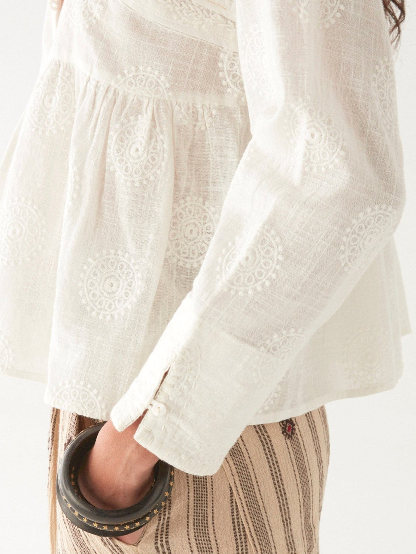 Ariana Blouse - Mosaique Ivory - Maison Hotel