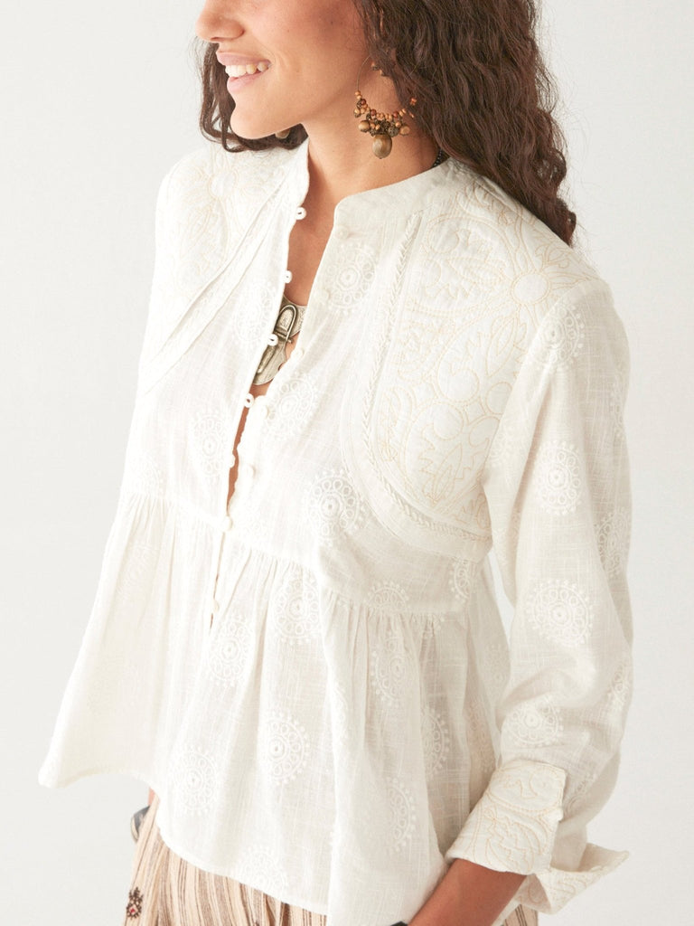 Ariana Blouse - Mosaique Ivory - Maison Hotel