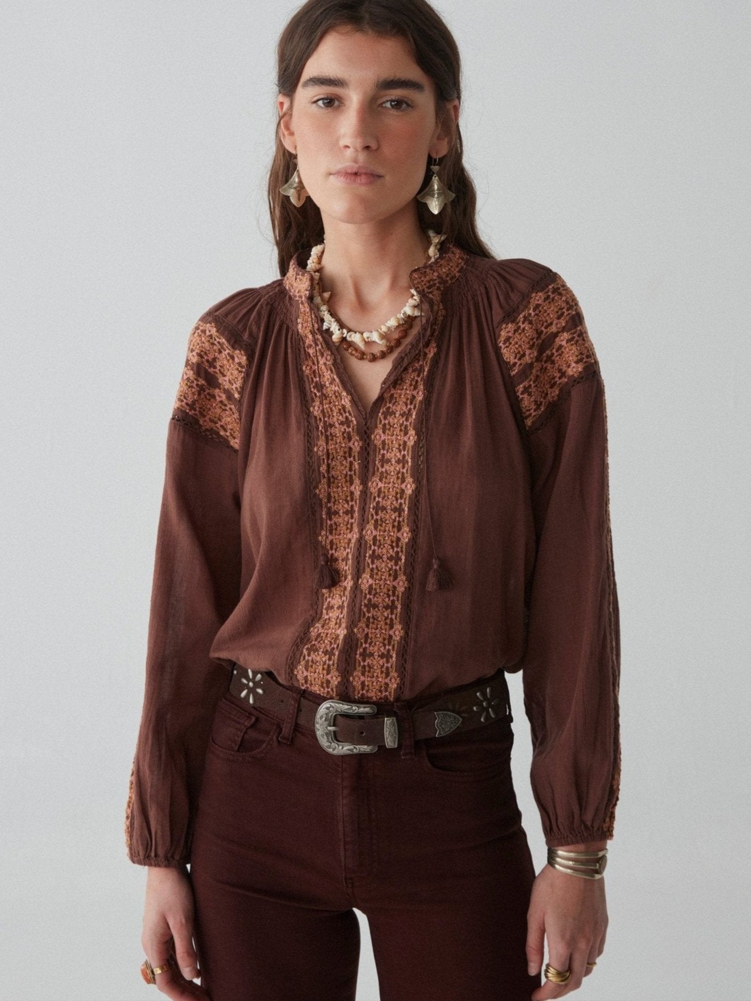 Audrey Blouse - Yorkshire Cocoa - Maison Hotel