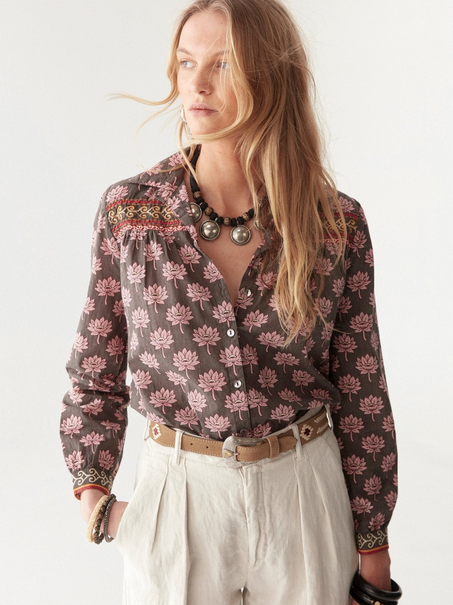 coito 　nui mond cotton silk blouse Cohen Blouse - Lotus Mondrian – Maison Hotel