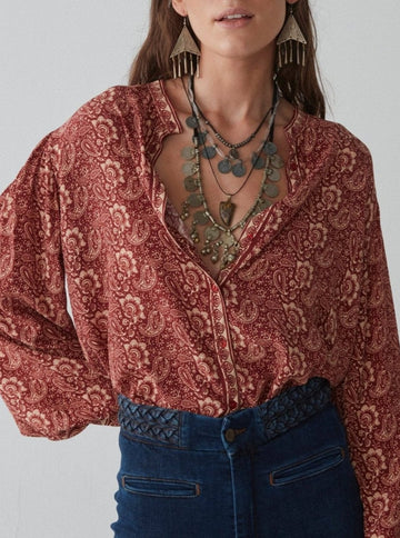 Daria Blouse - Damasco Terracota - Maison Hotel