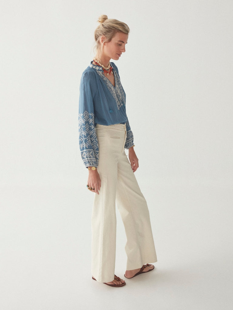 Sandrine Blouse - French Blue - Maison Hotel