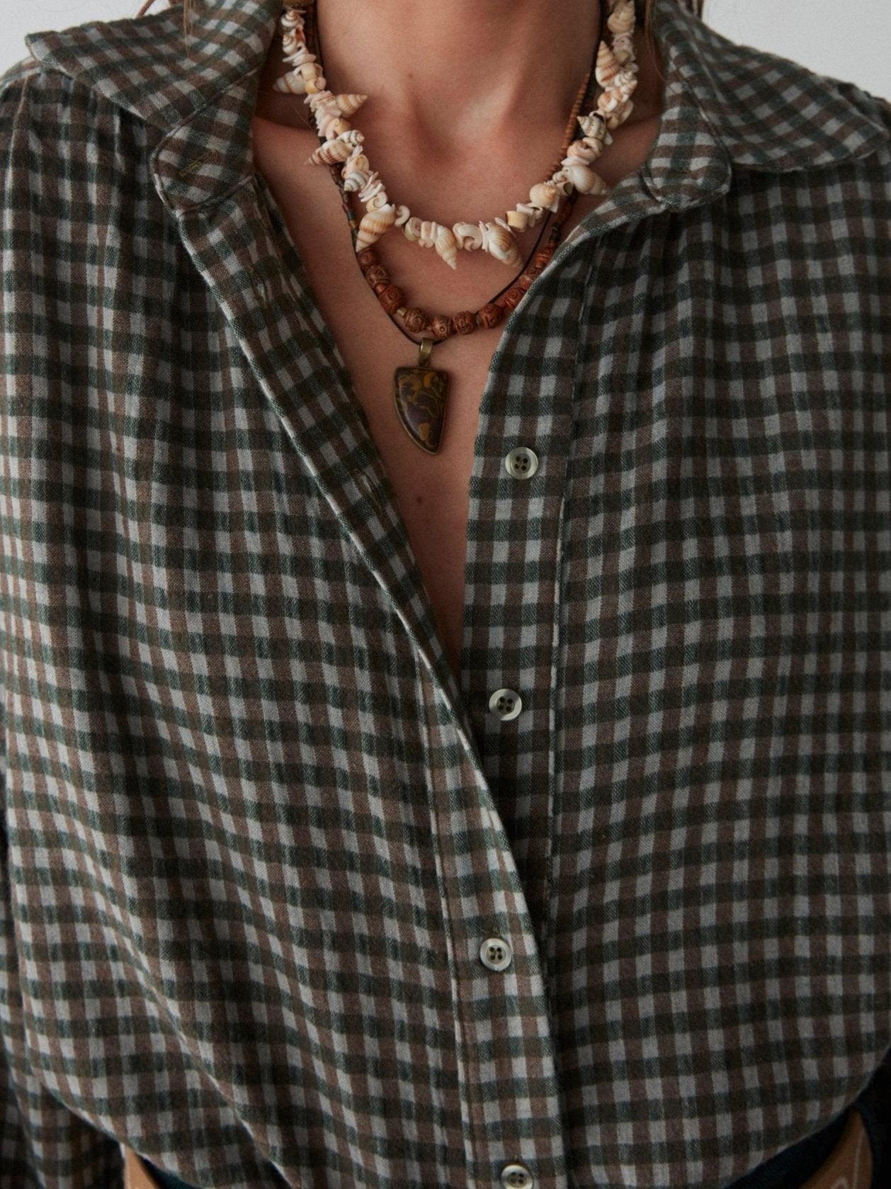 Truffaut Blouse - Brown Squares - Maison Hotel