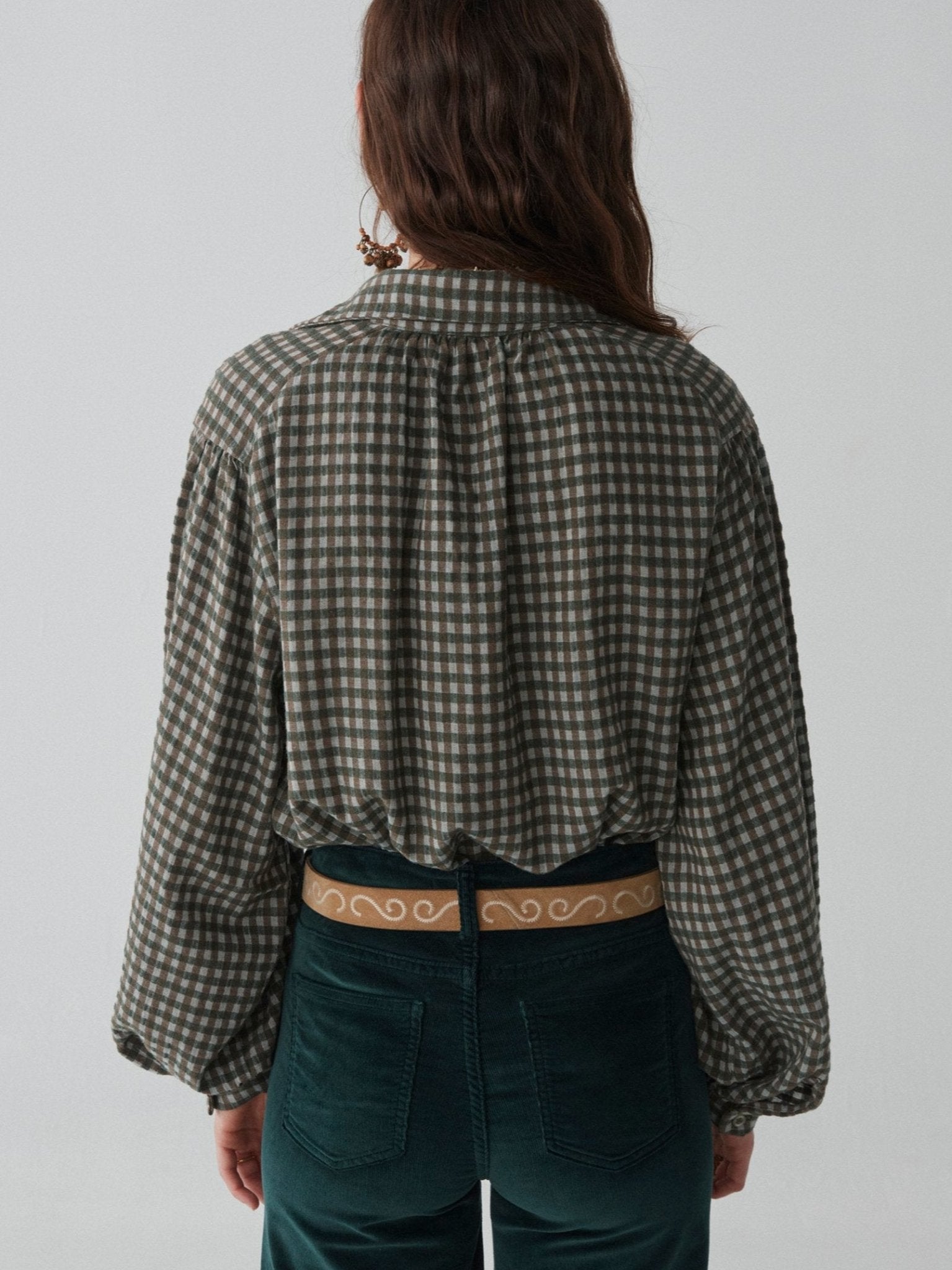 Truffaut Blouse - Brown Squares - Maison Hotel