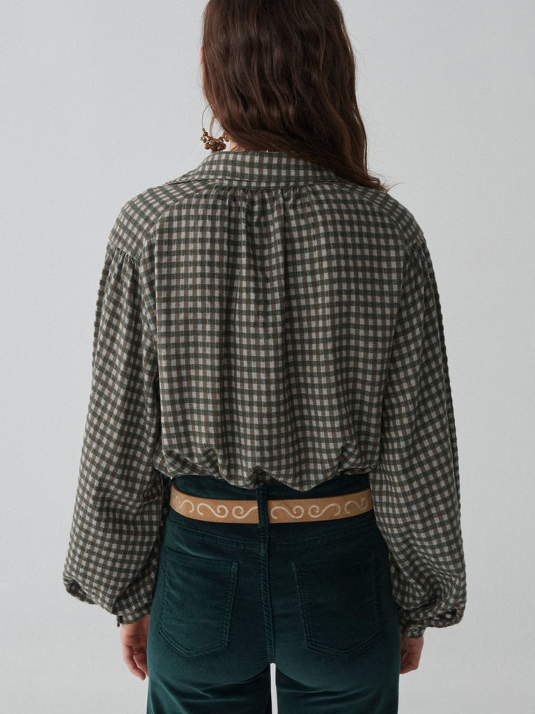 Truffaut Blouse - Brown Squares - Maison Hotel