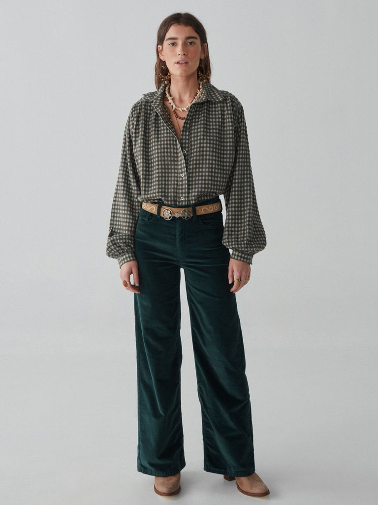 Truffaut Blouse - Brown Squares - Maison Hotel