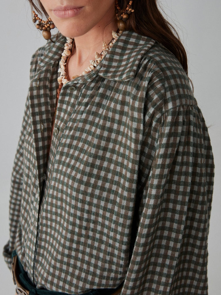Truffaut Blouse - Brown Squares - Maison Hotel