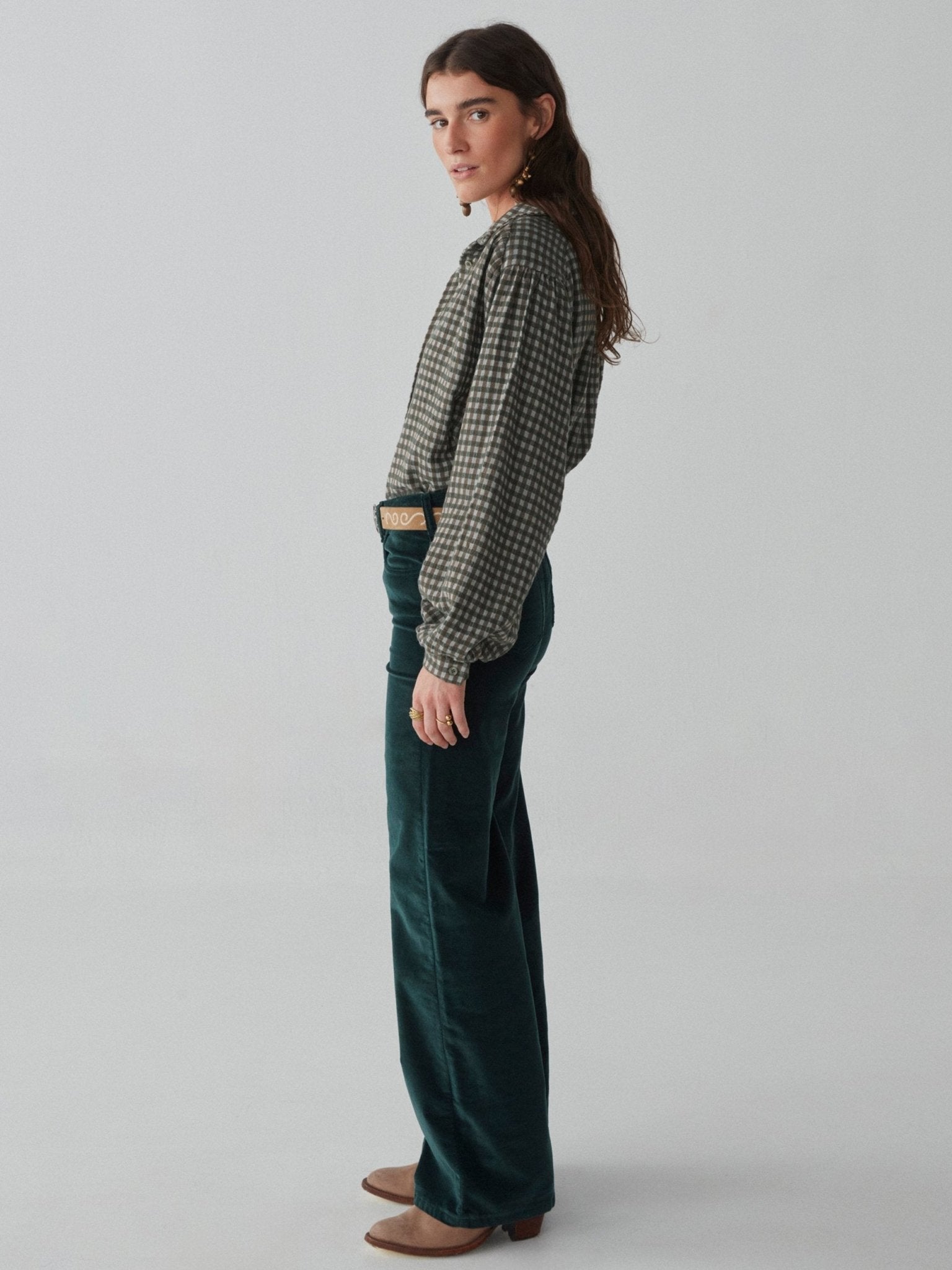 Truffaut Blouse - Brown Squares - Maison Hotel