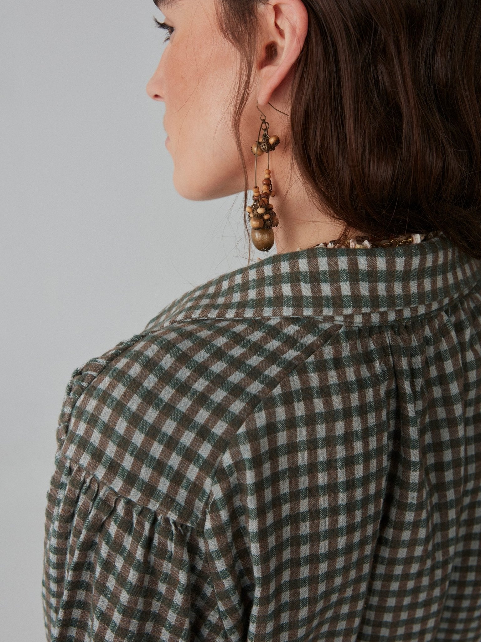 Truffaut Blouse - Brown Squares - Maison Hotel