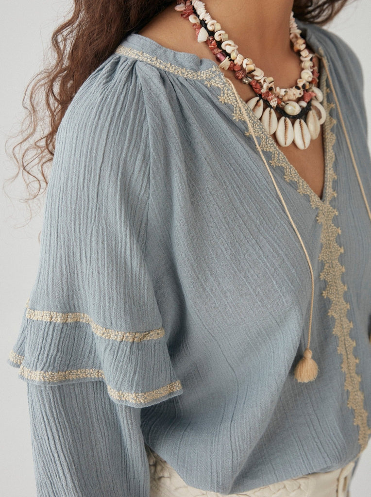 Antoinette Blouse - Bleu Ciel - Maison Hotel