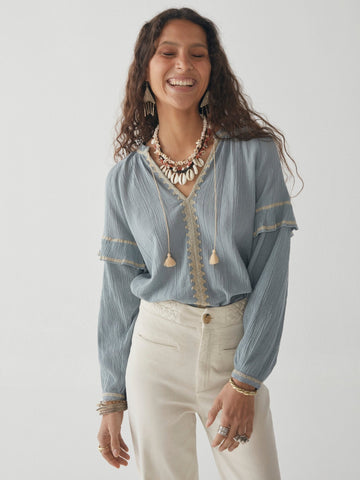 Antoinette Blouse - Bleu Ciel - Maison Hotel