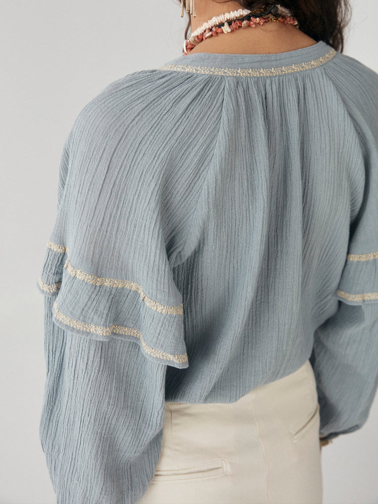 Antoinette Blouse - Bleu Ciel - Maison Hotel