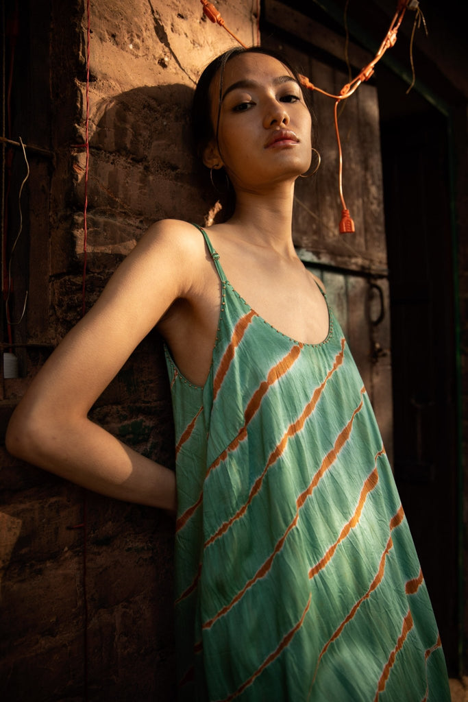 Bella Dress - Tie-Dye Vert - Maison Hotel