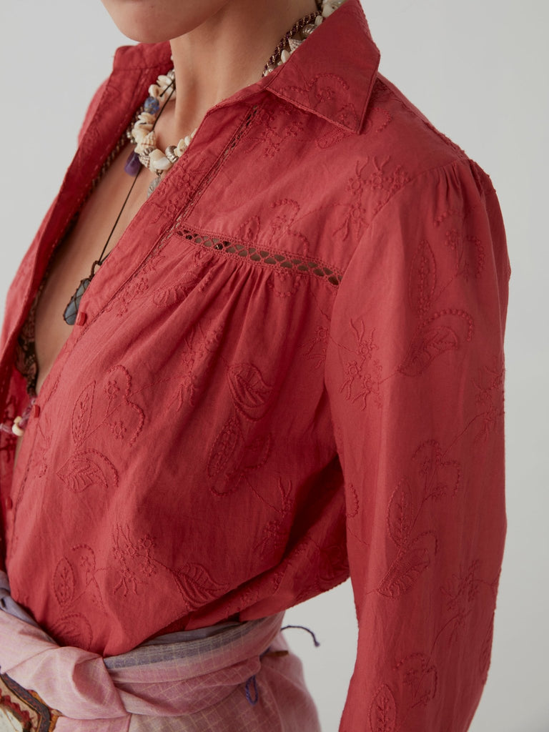 Camille Blouse - Leaves Warm Red - Maison Hotel