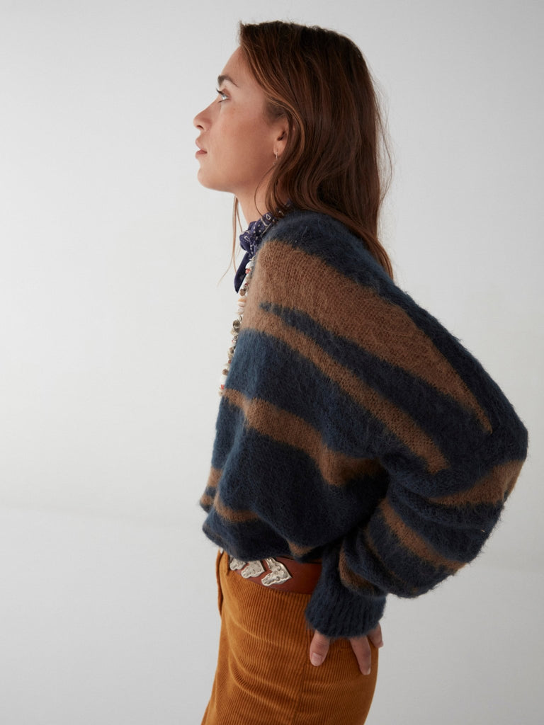 Clotilde Sweater - Animal - Dark Bleu - Maison Hotel