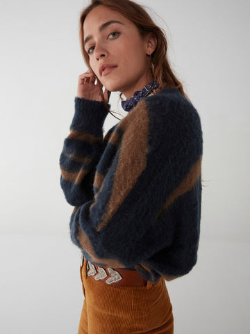 Clotilde Sweater - Animal - Dark Bleu - Maison Hotel