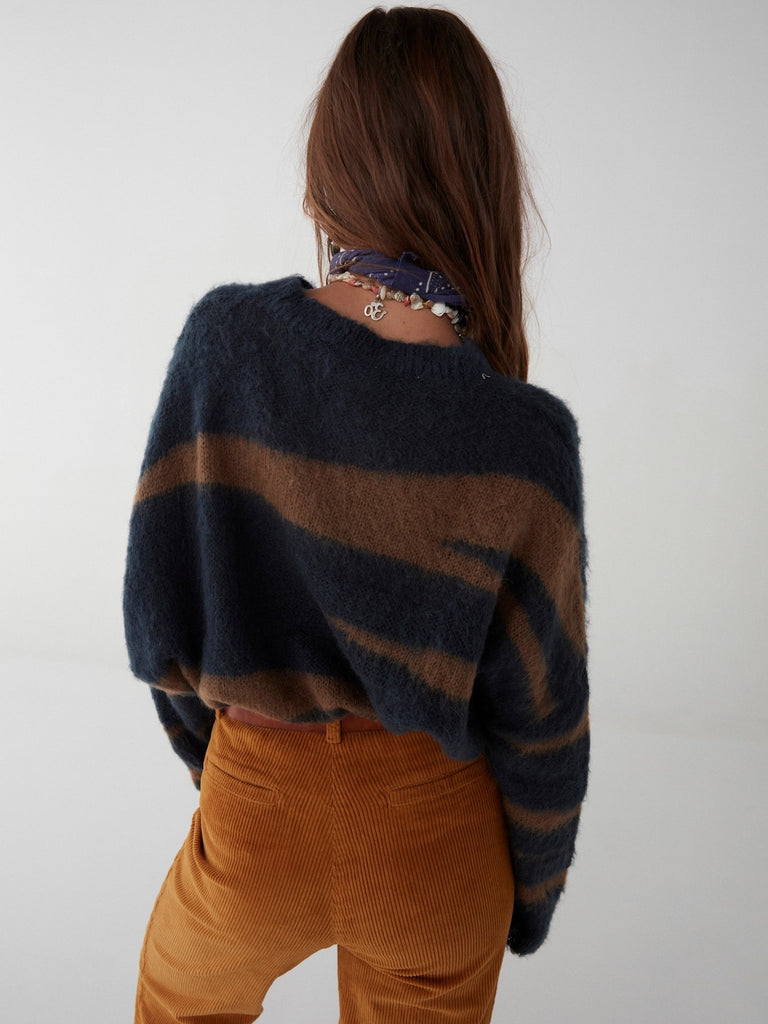 Clotilde Sweater - Animal - Dark Bleu - Maison Hotel