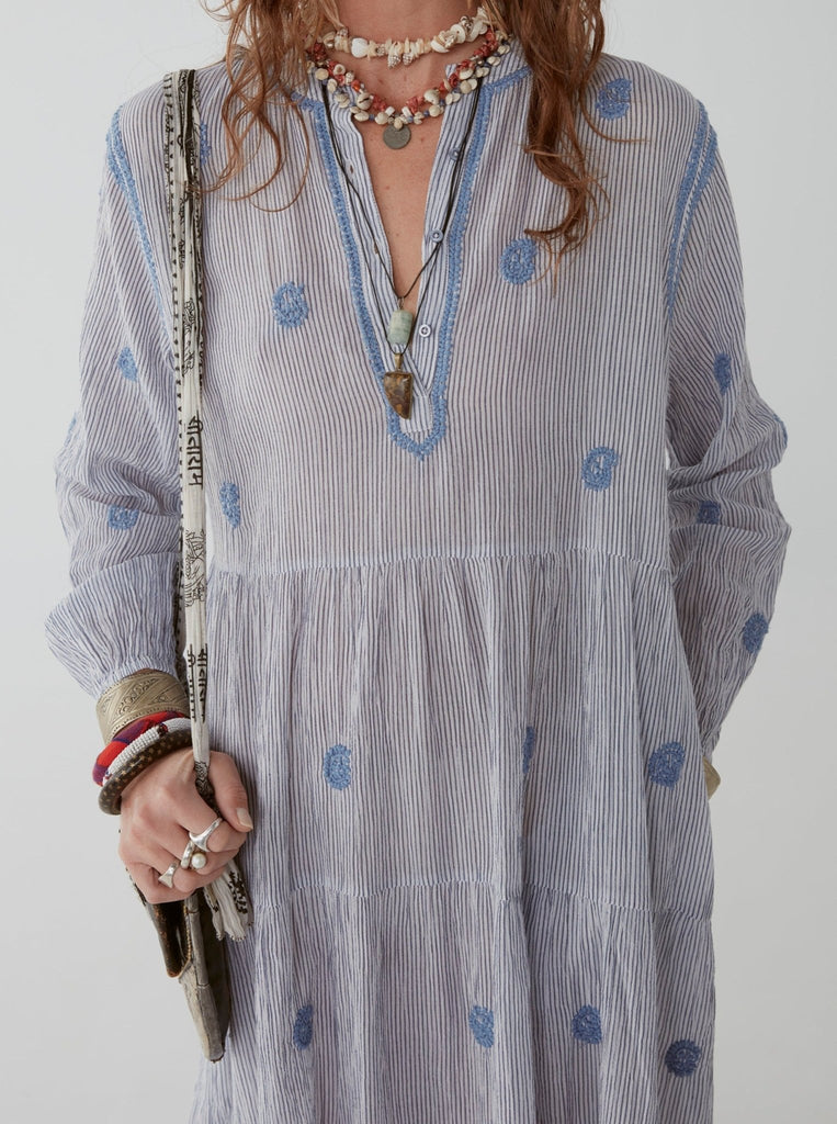 Dalida Dress - Oxford Paisley Blue Moon - Maison Hotel