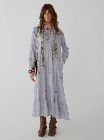 Dalida Dress - Oxford Paisley Blue Moon - Maison Hotel