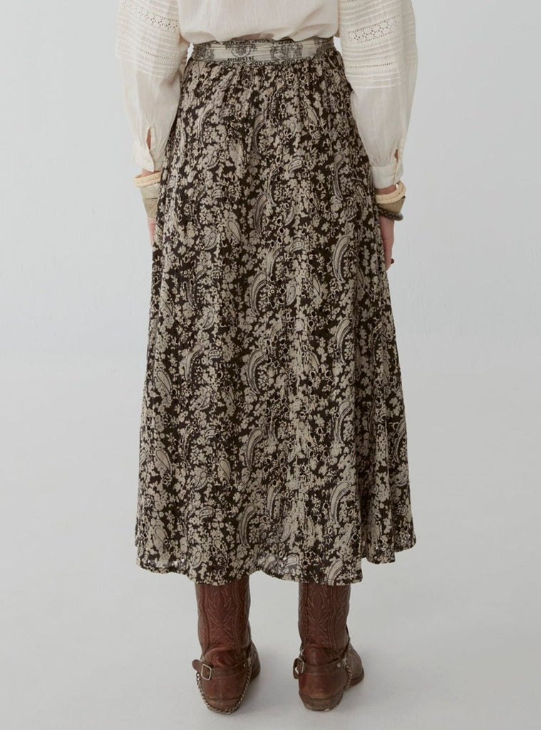 Debbie Skirt - Pune Paisley Charcoal Black - Maison Hotel