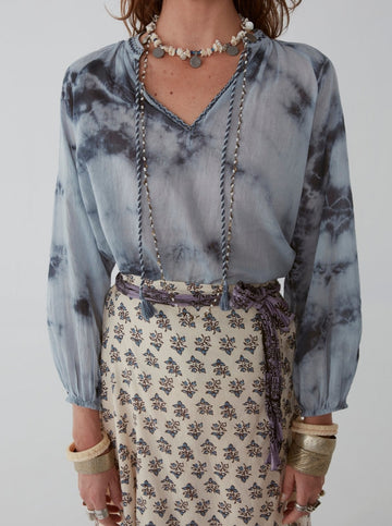 Greta Blouse - Ajmer Dye Cloudy Blue - Maison Hotel