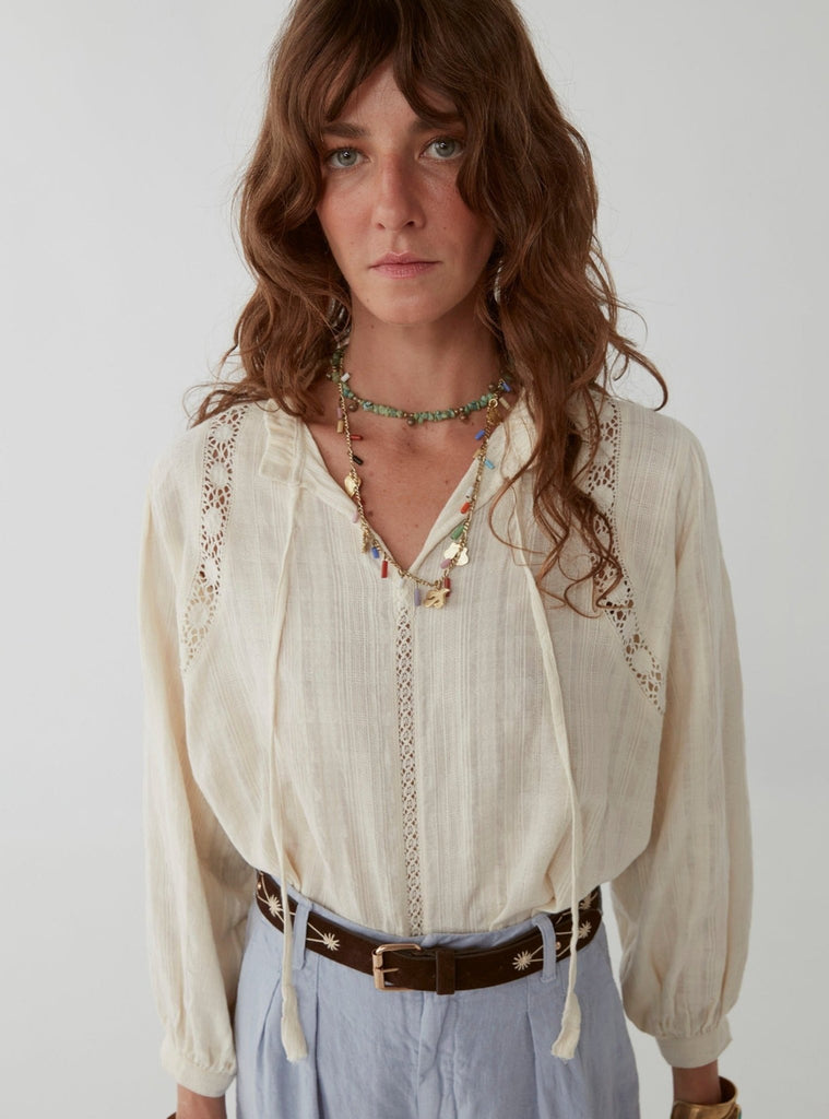 Ingrid Blouse - Capri Bone White - Maison Hotel