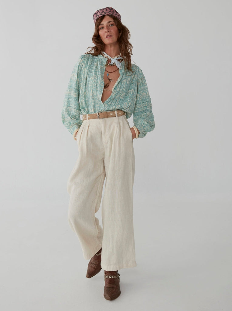 Keith Blouse - Ikat Illes Ice Blue - Maison Hotel