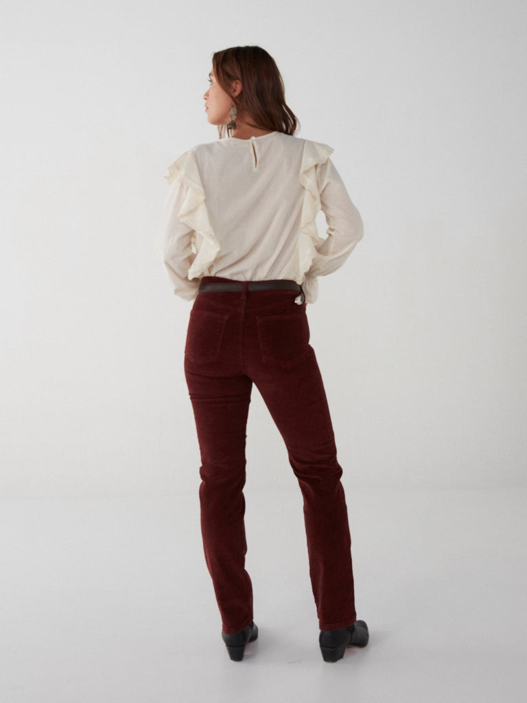 Lara Pant - Corduroy Marsala - Maison Hotel