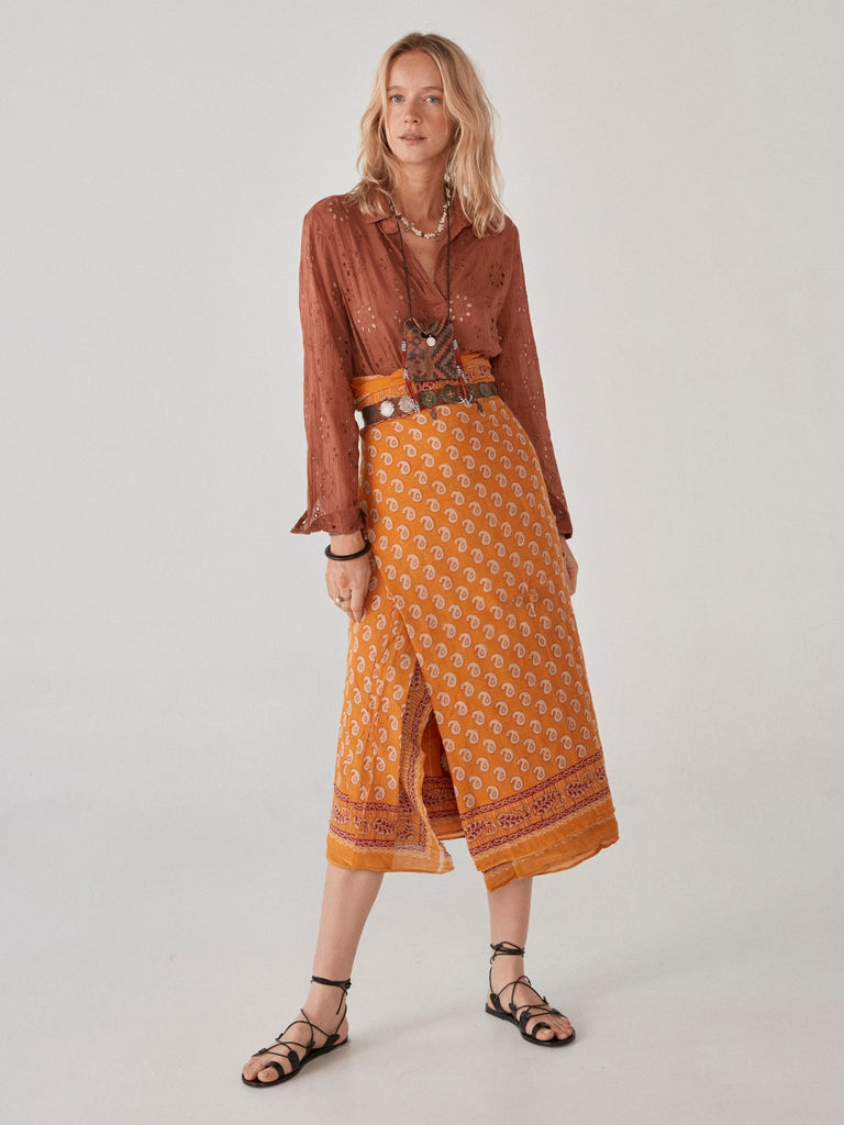 Lena Blouse - Rust Schiffli - Maison Hotel