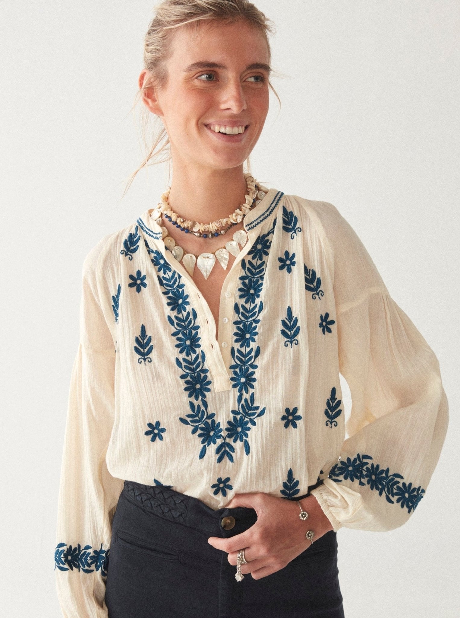 Lina Blouse - Holbox Blue - Maison Hotel