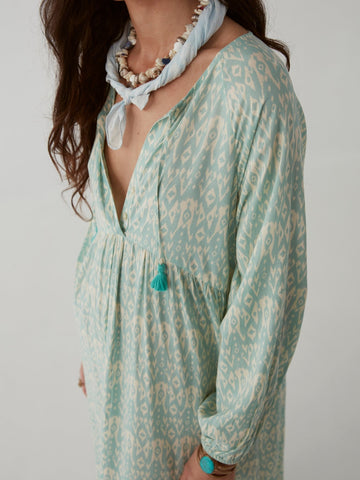 Maria Dress - Ikat Illes Ice Blue - Maison Hotel