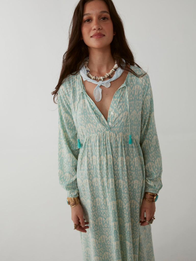 Maria Dress - Ikat Illes Ice Blue - Maison Hotel