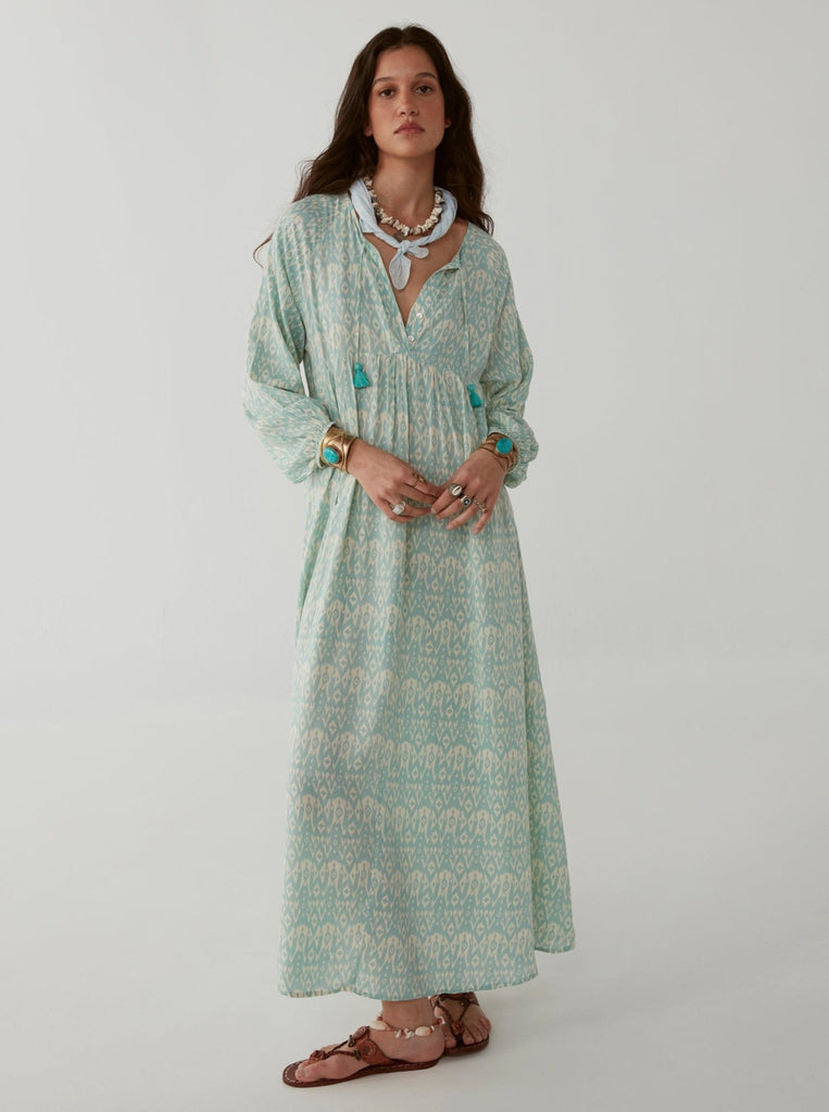 Maria Dress - Ikat Illes Ice Blue - Maison Hotel