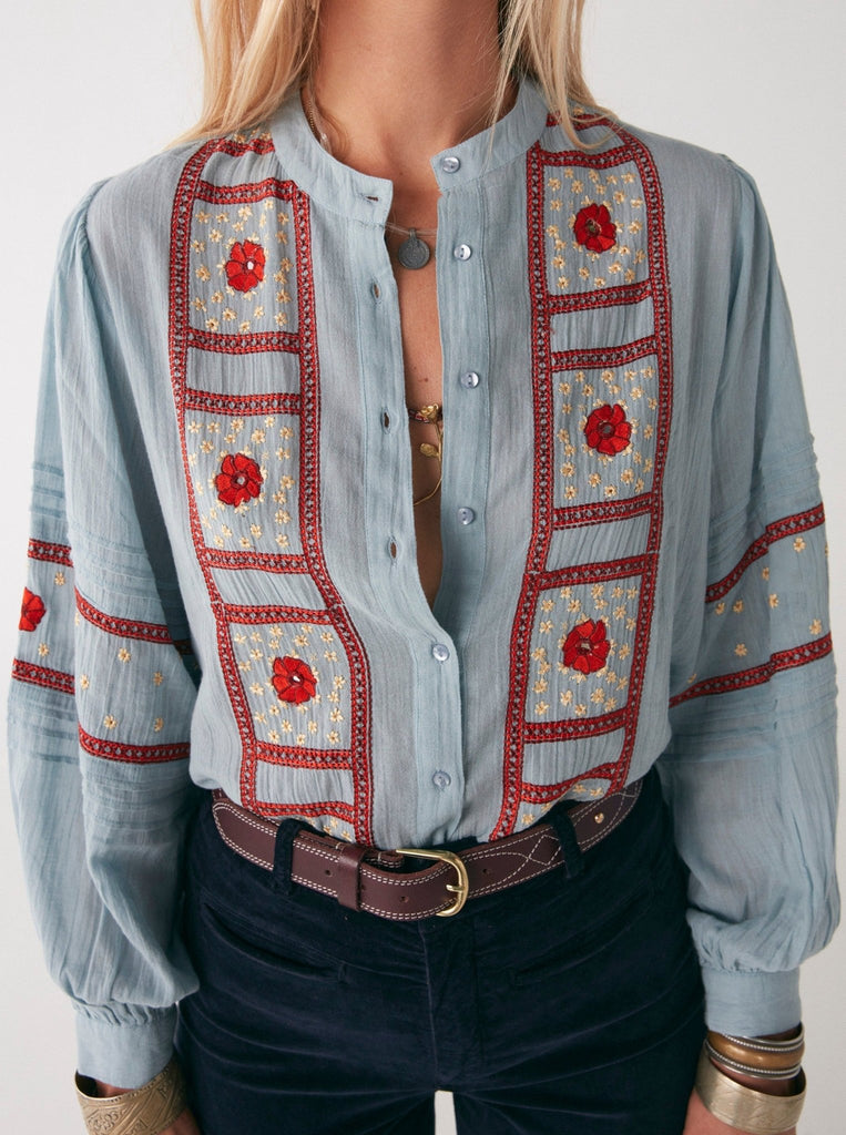 Ninette Blouse - Navajo Bleu - Maison Hotel