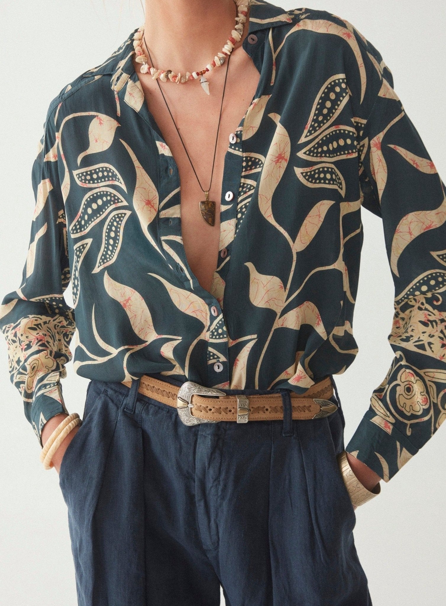 Palmira Blouse - Angaga Blue - Maison Hotel