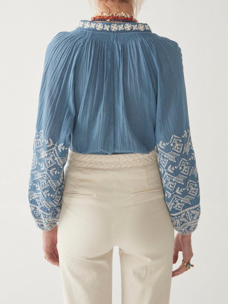 Sandrine Blouse - French Blue - Maison Hotel