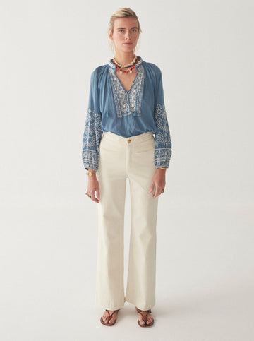Sandrine Blouse - French Blue - Maison Hotel