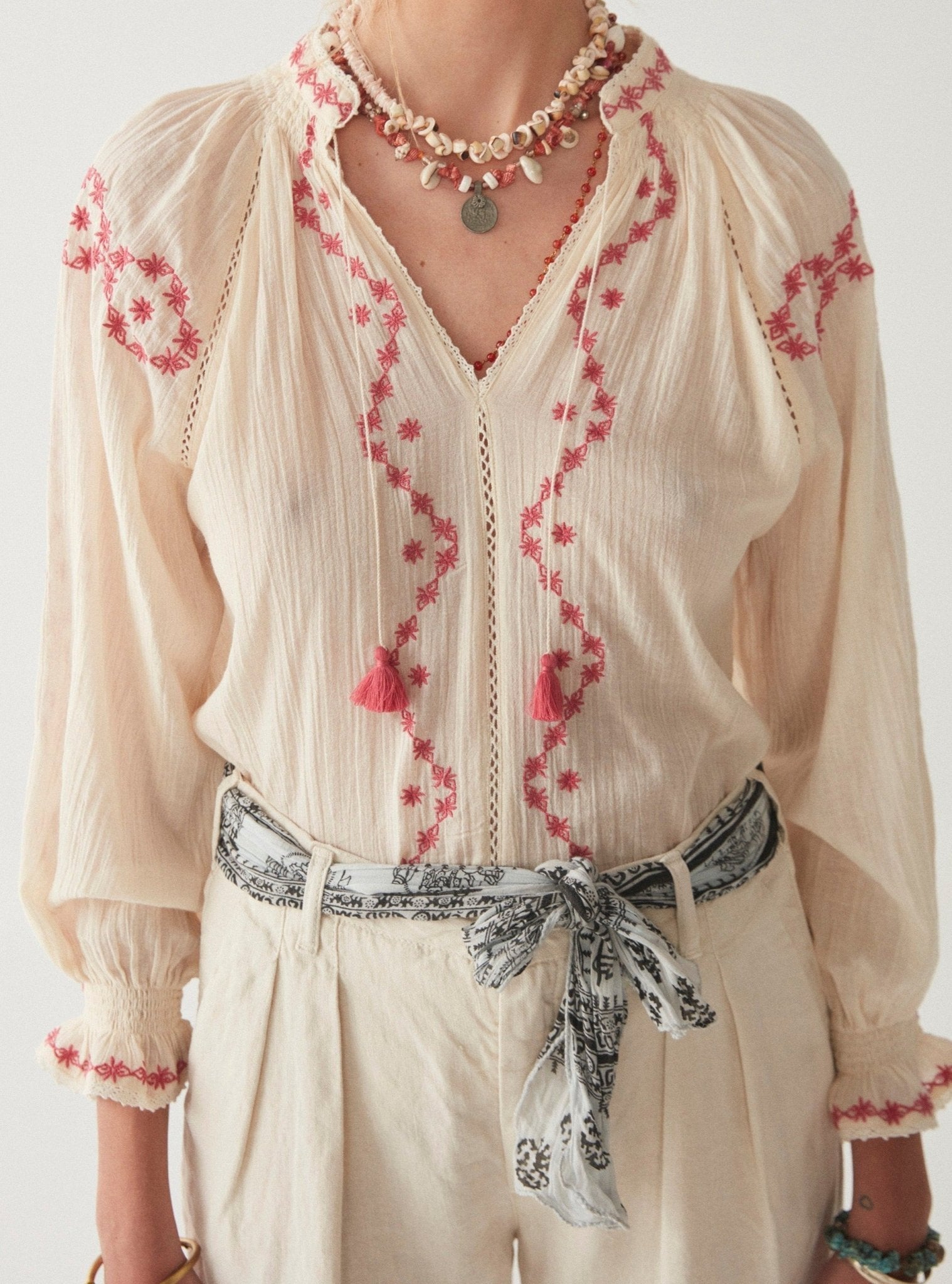 Sandrine Blouse - Primavera Rasberry - Maison Hotel