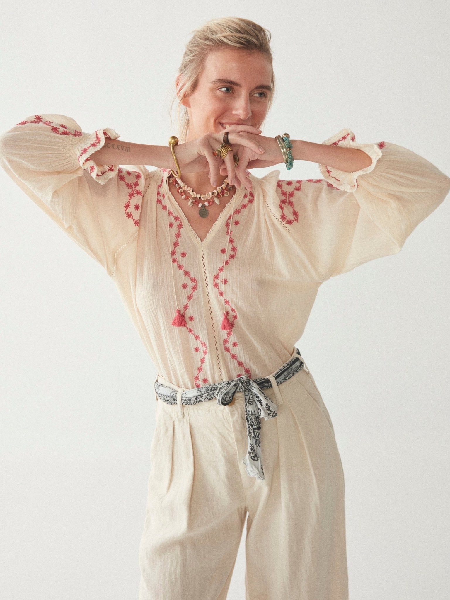 Sandrine Blouse - Primavera Rasberry - Maison Hotel