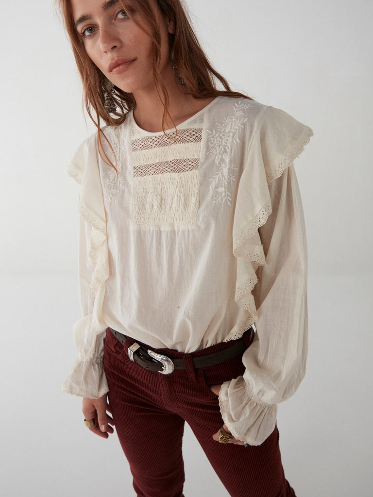 Solange Blouse - Romantic - Ecru - Maison Hotel