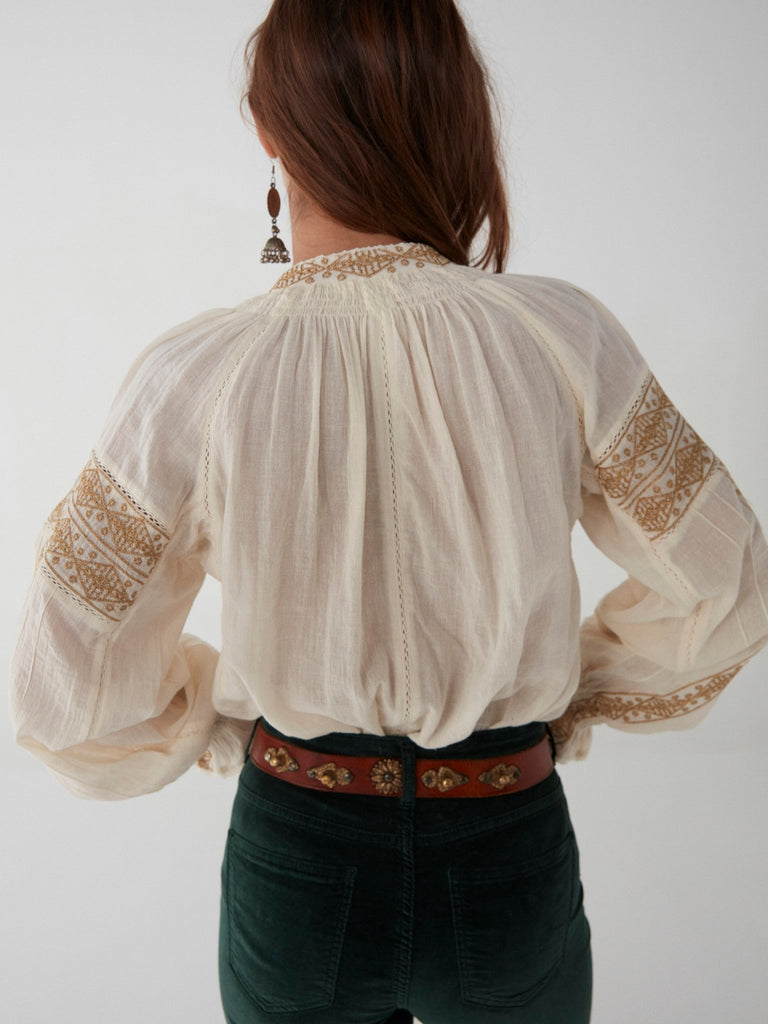 Violette Blouse - Lurex Geometric - Dusty Ecru - Maison Hotel