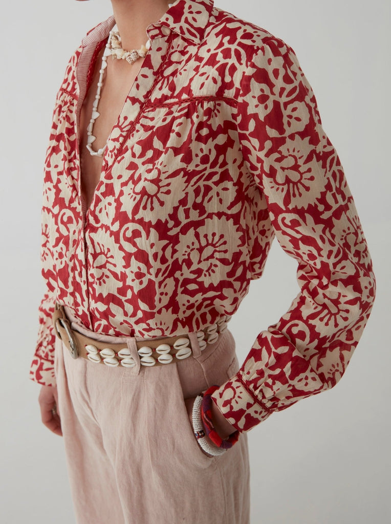 Ziggy Blouse - Honolulu Red Ula Ula - Maison Hotel